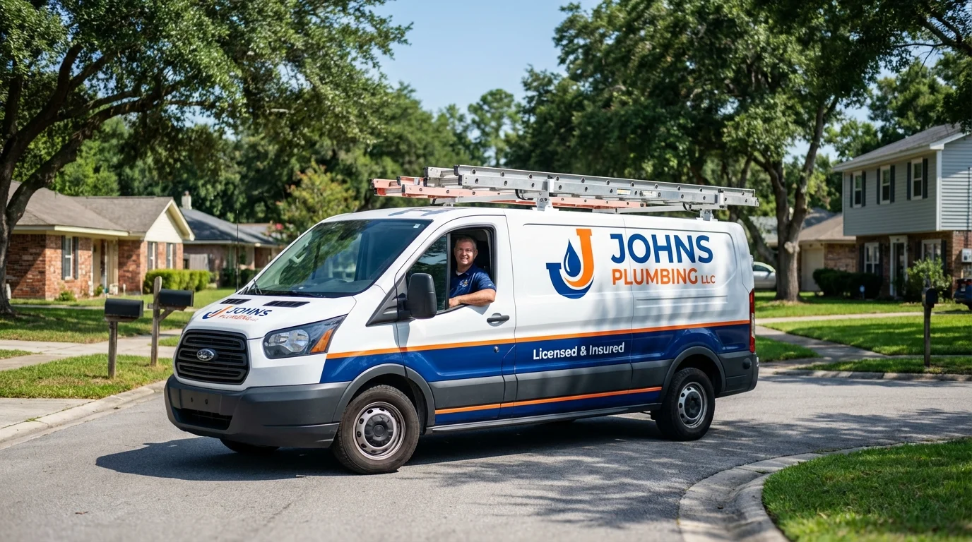 Johns Plumbing LLC service van in Santa Clara, UT