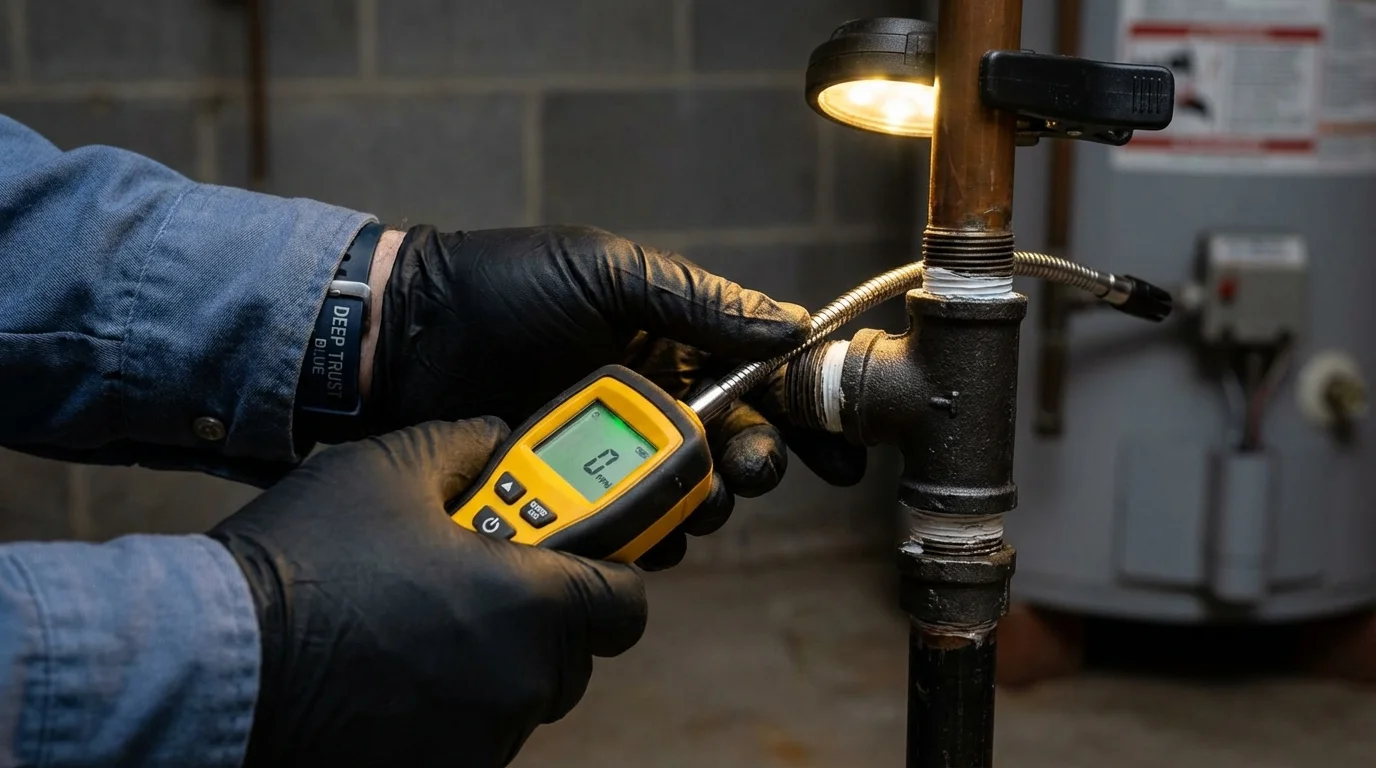 Gas leak detection with electronic sniffer by Johns Plumbing LLC in Santa Clara